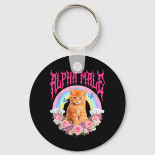 Funny Alpha Male Cute Cat Kitten Meme Women Key Ring