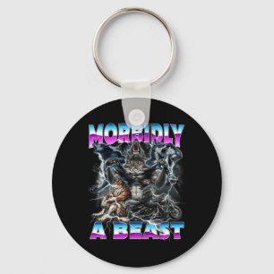 Funny Alpha Wolf Meme Morbidly A Beast Design Key Ring