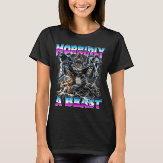 Funny Alpha Wolf Meme Morbidly A Beast Design T-Shirt