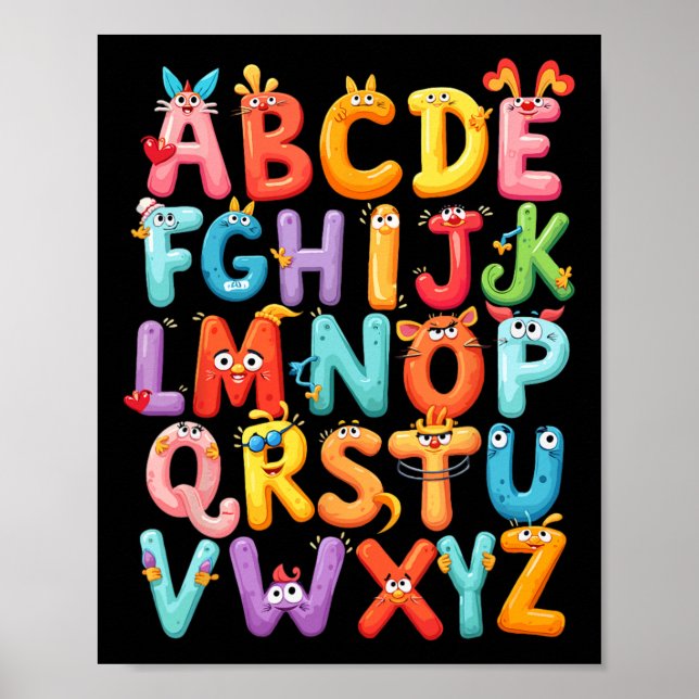 Funny Alphabet A-z Abc Kids Back To School Pre K T Poster (Front)
