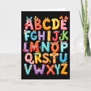 Funny Alphabet A-z Abc Kids Ck To School Pre K Tea Card