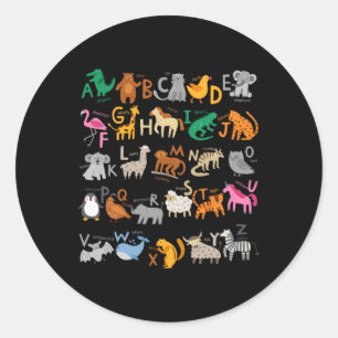 Funny Alphabet Abcs Animal Learning Kindergarten T Classic Round Sticker