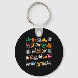 Funny Alphabet Abcs Animal Learning Kindergarten T Key Ring