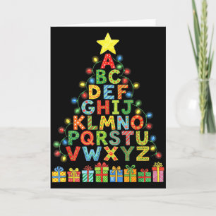 Funny Alphabet Christmas Tree Graphic Abc A-z Teac Card