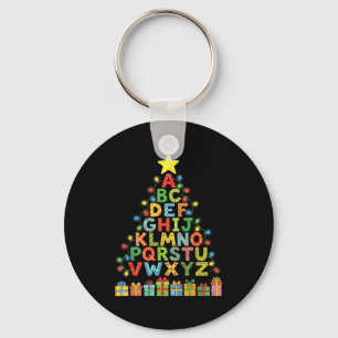 Funny Alphabet Christmas Tree Graphic Abc A-z Teac Key Ring