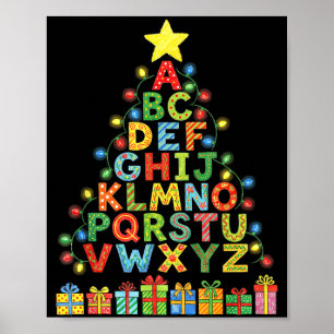 Funny Alphabet Christmas Tree Graphic Abc A-z Teac Poster