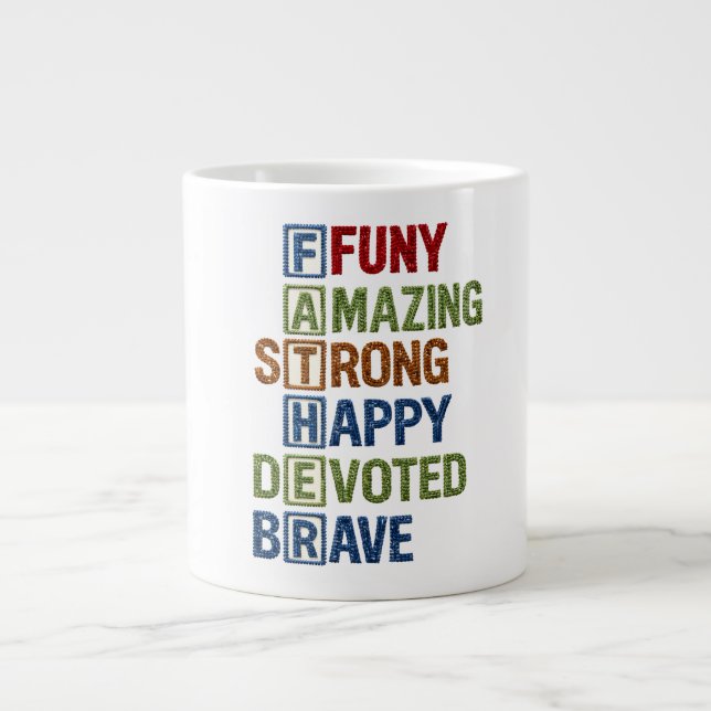 Funny Amazing Strong Happy Devoted Brave Positive  Large Coffee Mug (Front)