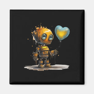 Funny Amazing Valentine Love Robot With Heart 1 Magnet