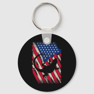 Funny America Bearded Dragon American Flag Happy 4 Key Ring