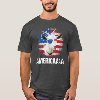 Funny Americaaaa Goat USA Flag Sunglasses Farmers T-Shirt