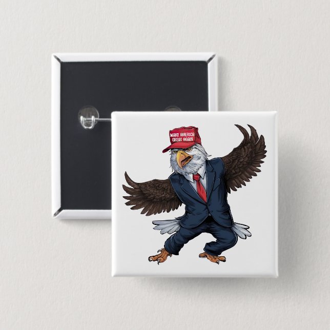 Funny American Eagle 15 Cm Square Badge (Front & Back)