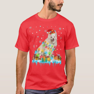 Funny American Eskimo Dog Tree Christmas Lights Xm T-Shirt
