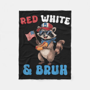 Funny American Flag 4th Of July Patriotic Red Whit Fleece Blanket