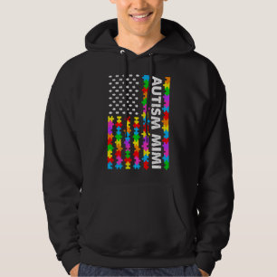 Funny American Flag Autism Mimi Autism Awareness F Hoodie
