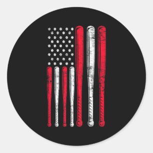 Funny American Flag Baseball Team Premium T Shirt Classic Round Sticker