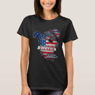Funny American Flag Canada Greenland Gulf Map T-Shirt