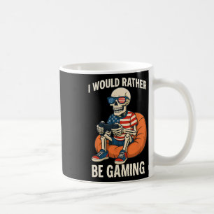 Funny American Flag Cool Skeleton Gamer Video Gami Coffee Mug