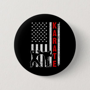 Funny American Flag Karate Art For Men Women Karat 6 Cm Round Badge