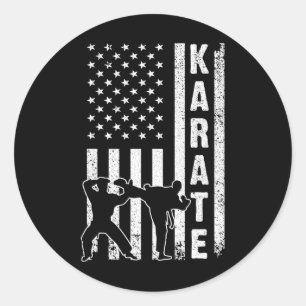 Funny American Flag Karate Art For Men Women Karat Classic Round Sticker