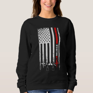 Funny American Flag Nurse Day Idea Of Usa Flag Sweatshirt