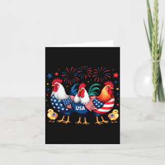 Funny American Flag Rooster Independence Day 4th Card
