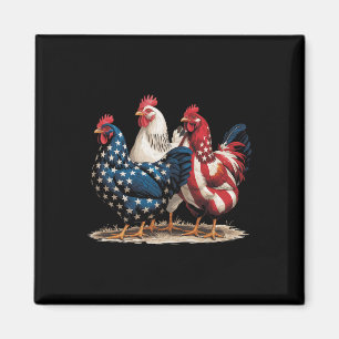 Funny American Flag Rooster Independence Day 4th O Magnet