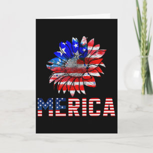 Funny American Flag Sunflower Graphic 4th Of July Card