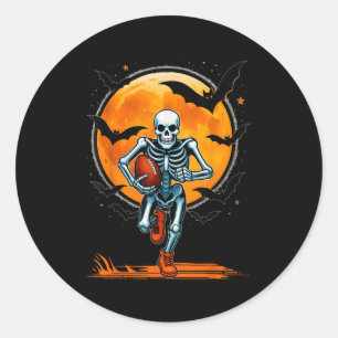 Funny American Football Skeleton Player Halloween Classic Round Sticker
