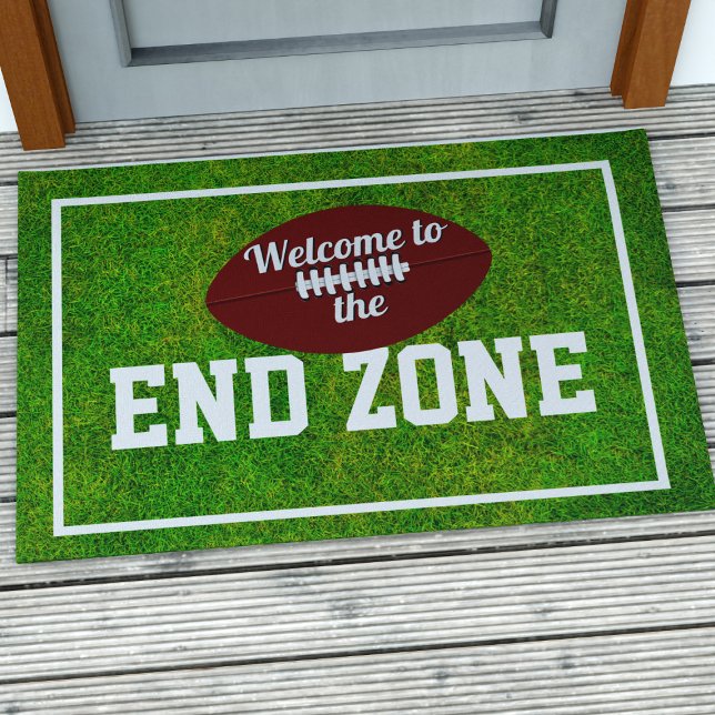 Funny American Football Theme End Zone Doormat (Welcome to the end zone! Fun doormat for american football fans)