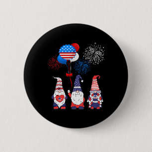 Funny American Gnomes Cool 4th July Day Independen 6 Cm Round Badge