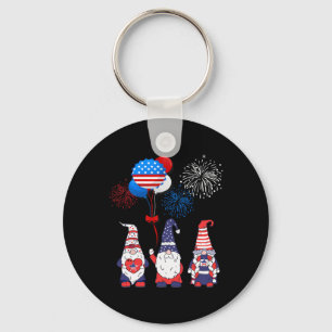 Funny American Gnomes Cool 4th July Day Independen Key Ring