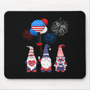 Funny American Gnomes Cool 4th July Day Independen Mouse Pad