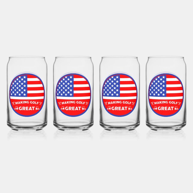 Funny American Golf Player Can Glass (Front)