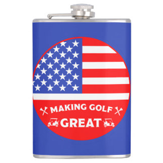 Funny American Golf Player Hip Flask