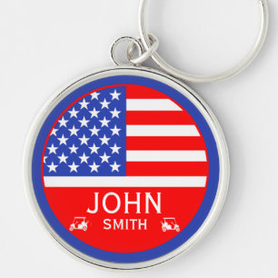Funny American Golf Player Key Ring
