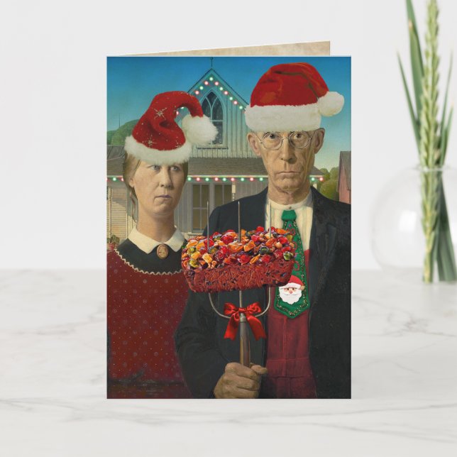Funny American Gothic Holiday Fruitcake Advice Card (Front)