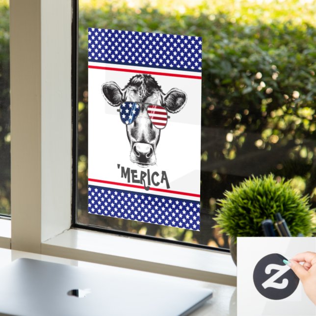 Funny American Hipster Cow  (Office)