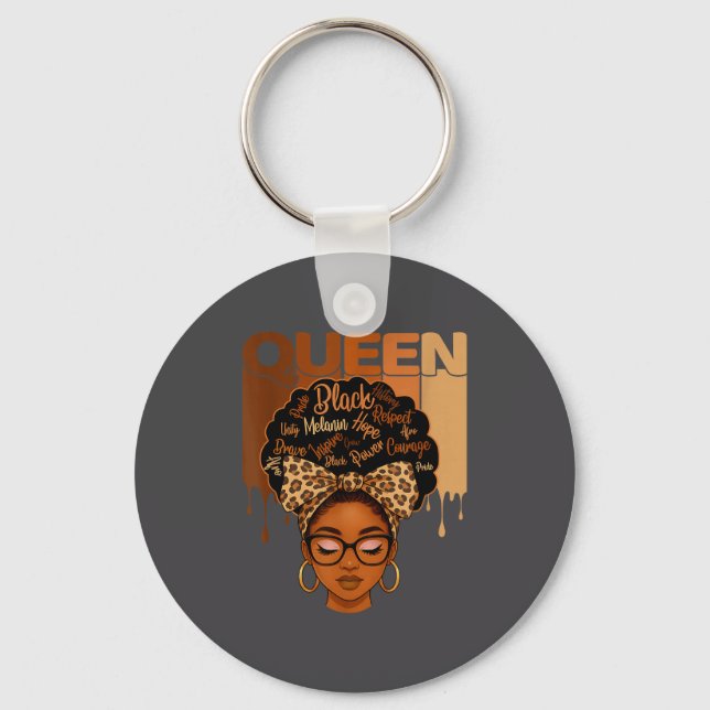 Funny American Melanin History Queen Black African Key Ring (Front)