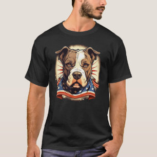 Funny American Pitbull Terrier with USA Flag Patri T-Shirt
