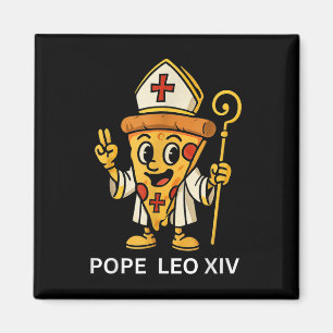 Funny American Pope Leo Xiv Pizza Slice Cartoon Ca Magnet