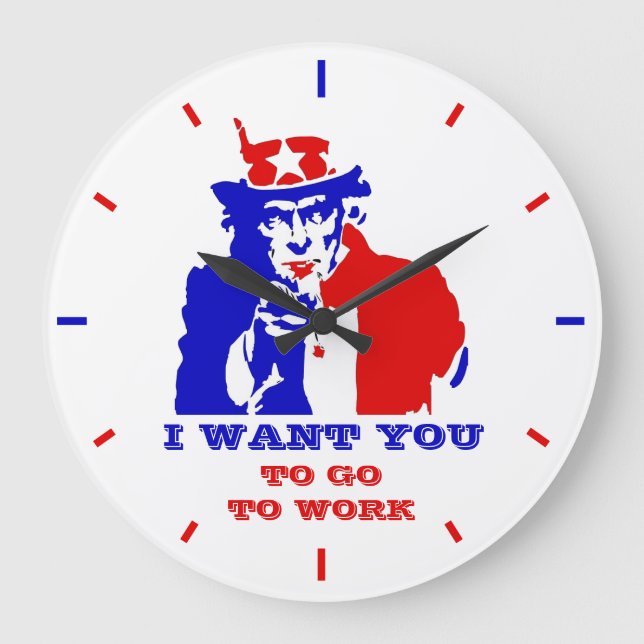 Funny American Uncle Sam Large Clock (Front)