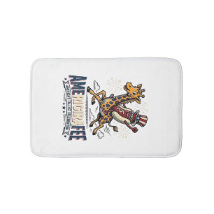 Funny Amerigiraffee Patriotic Giraffe Hot Dog Shir Bath Mat