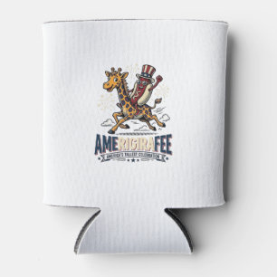 Funny Amerigiraffee Patriotic Giraffe Hot Dog Shir Can Cooler