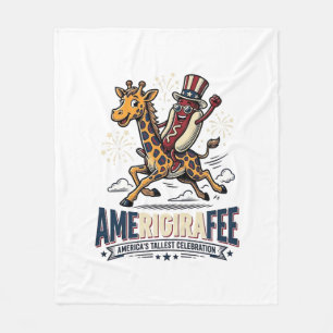 Funny Amerigiraffee Patriotic Giraffe Hot Dog Shir Fleece Blanket