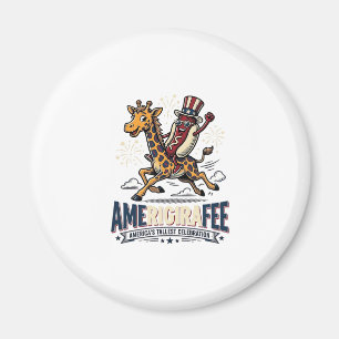 Funny Amerigiraffee Patriotic Giraffe Hot Dog Shir Magnet