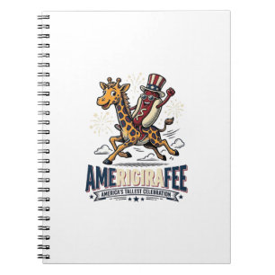 Funny Amerigiraffee Patriotic Giraffe Hot Dog Shir Notebook
