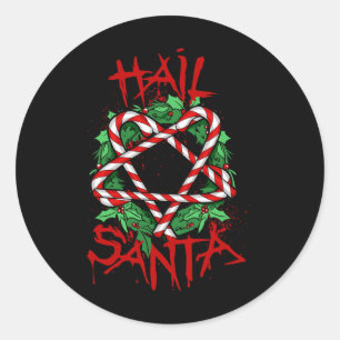 Funny &amp; Unique Hail Santa Candy Cane Christmas Classic Round Sticker