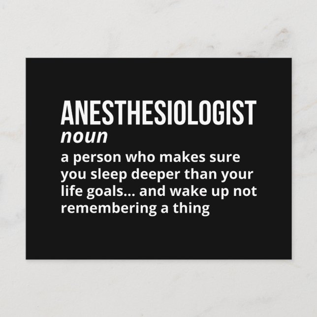 Funny Anaesthesiologist Definition Postcard (Front)