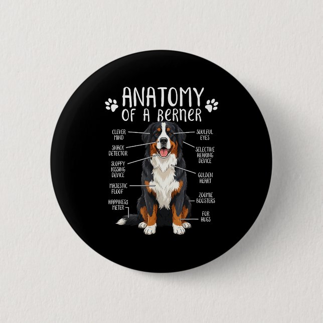 Funny Anatomy Bernese Mountain Dog Cute Berner Lov 6 Cm Round Badge (Front)