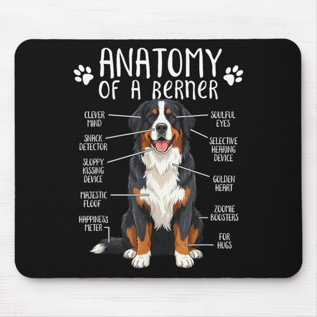 Funny Anatomy Bernese Mountain Dog Cute Berner Lov Mouse Pad (Front)